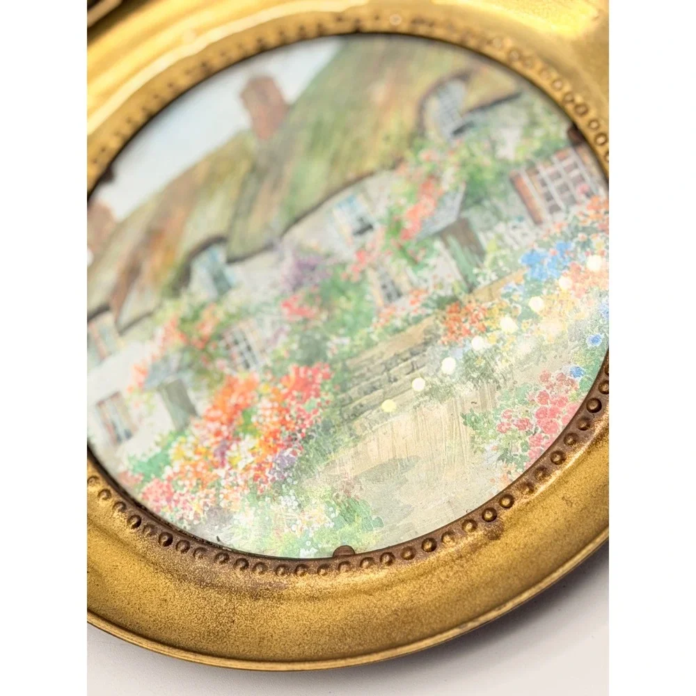 Vintage Brass Tone English Country Cottage Garden Wall Plates Set of 6